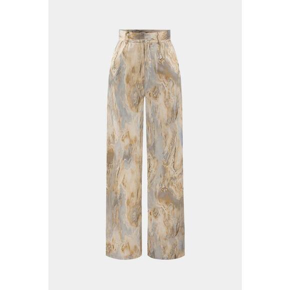 Micas Marble Print High Waisted Satin wide leg Pants NWT Size Small resort wear - Picture 4 of 11